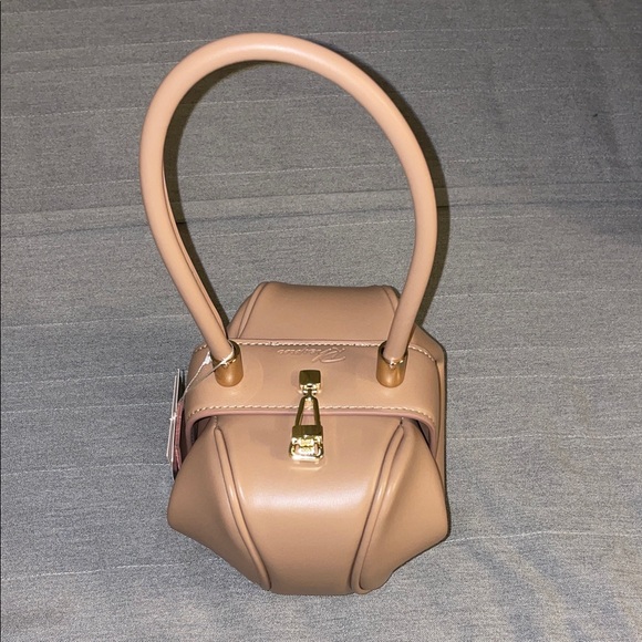 Chic Nude Mini Bag with Gold Accents - Picture 4 of 6